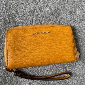 Michael Kors Yellow Pebbled Leather Wristlet